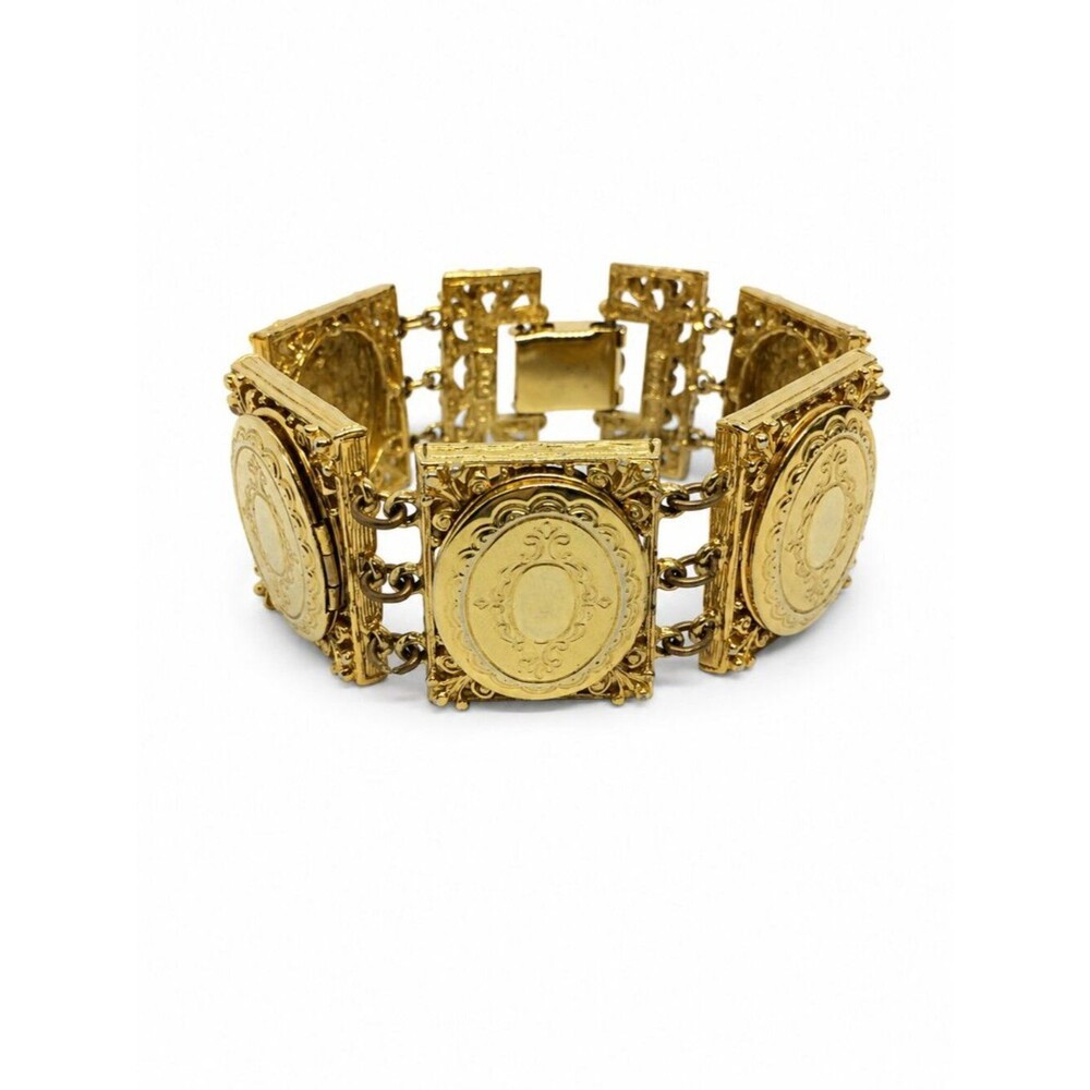 VINTAGE LOCKET Bracelet ART Arthur Pepper Gold Tone Bracelet Victorian Revival
